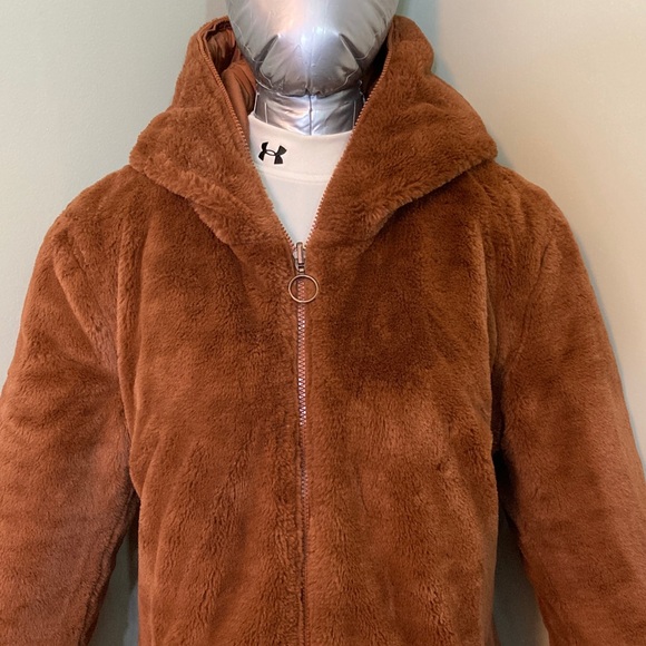 Reversible Hooded Long Coat - Brown - Picture 2 of 15